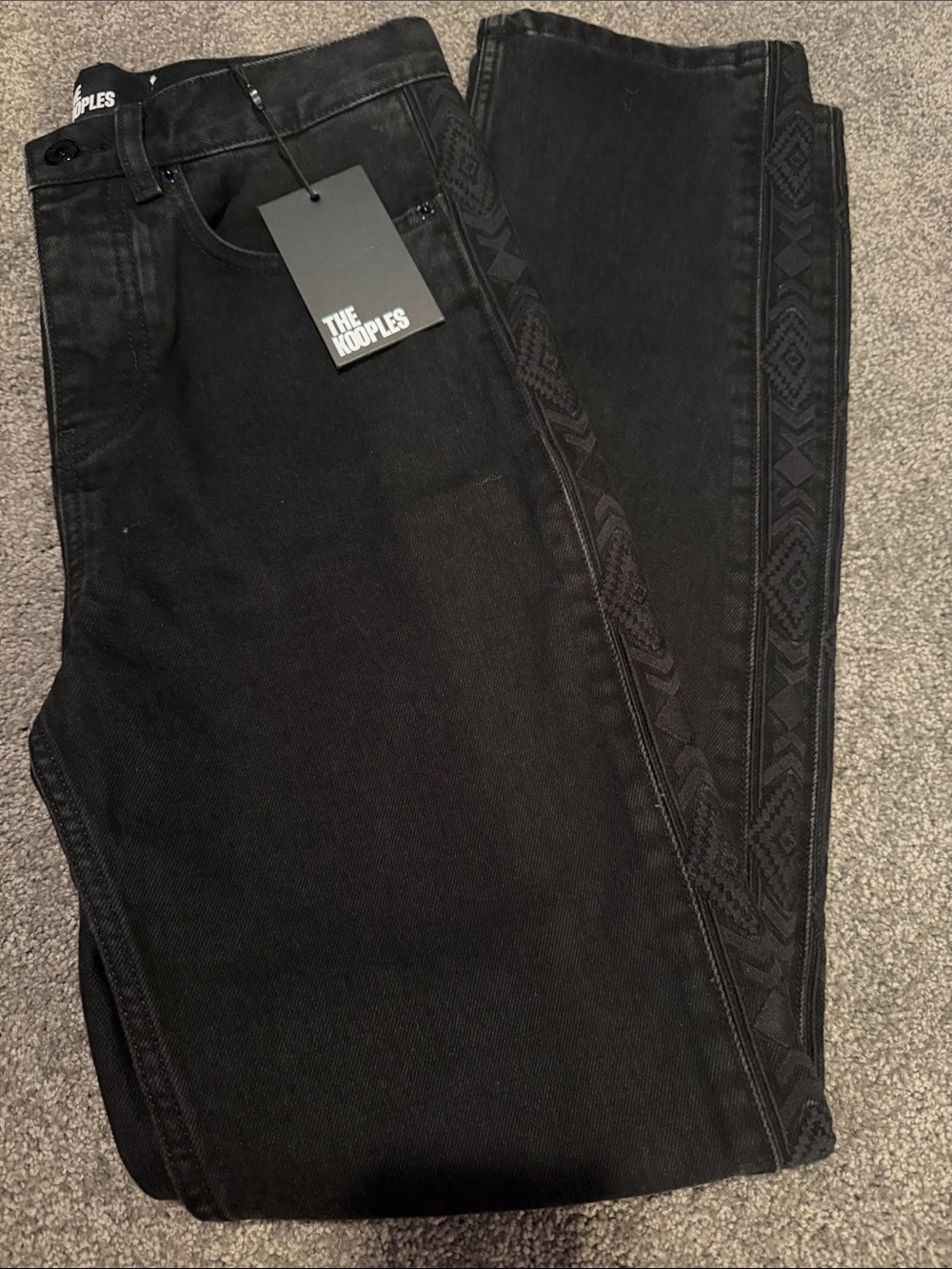 The Kooples womens Black Slim Jeans with Embossed Side Trim